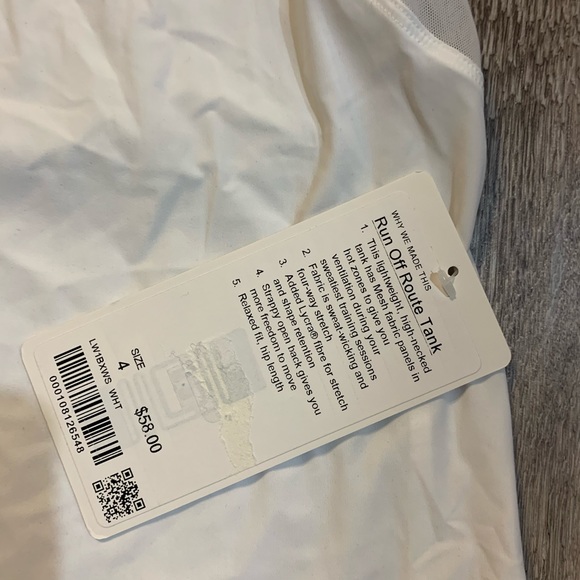 NWT lululemon run off Route tank white 4 - Picture 3 of 3